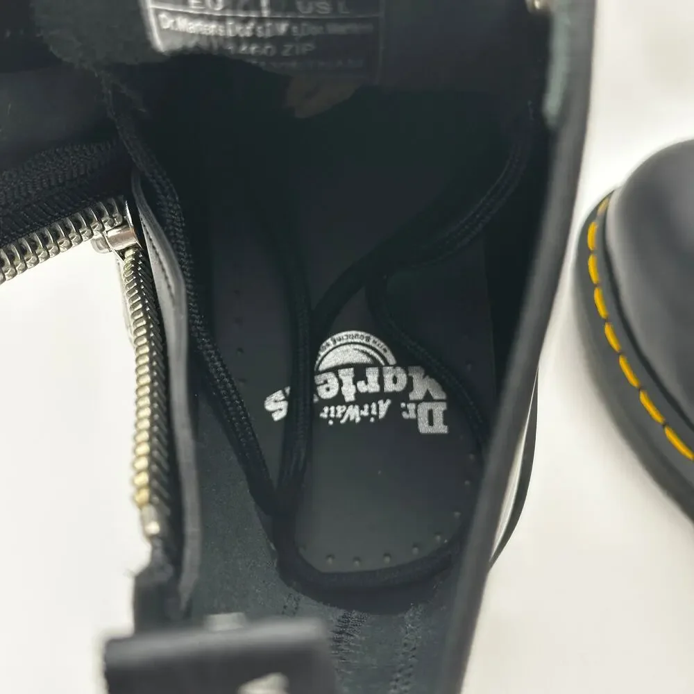 Dr. Doc Martens 1460 Zip Smooth Leather Lace-up Boots Black Size 8 Men’s New